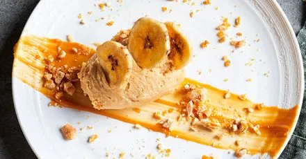 Peanut butter parfait with salted caramel crunch