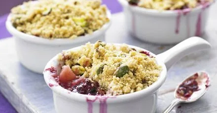 Pear & blackberry crumbles