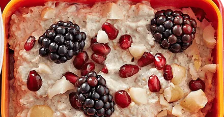 Pear, nut & blackberry Bircher
