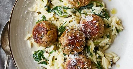 Pheasant meatballs with orzo