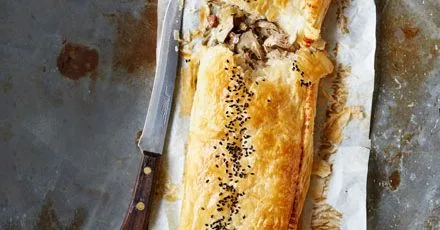 Pheasant & mushroom pastry puff slice