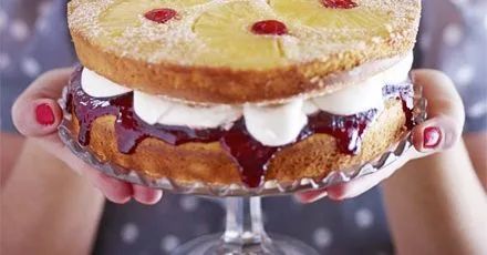 Pineapple & cherry upside-down sandwich cake