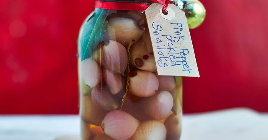 Pink pepper pickled shallots