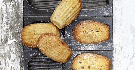 Pistachio & orange madeleines