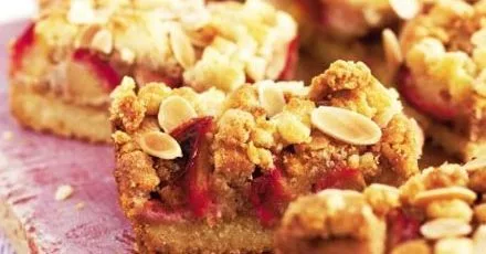 Plum & almond crumble slice