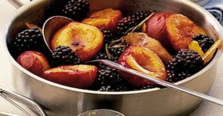 Plums & blackberries in rosemary syrup