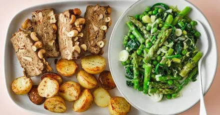 Mushroom loaf with summer greens