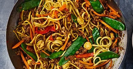 Pork noodle stir-fry