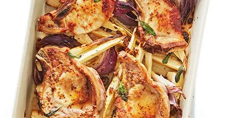 Pork & parsnip traybake