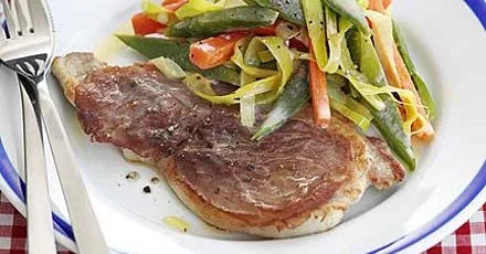 Pork & prosciutto with creamy vegetables