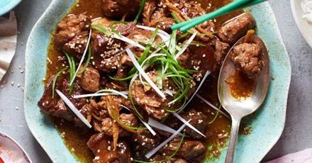 Pork shoulder braised in black vinegar & rice wine with pickled chillies