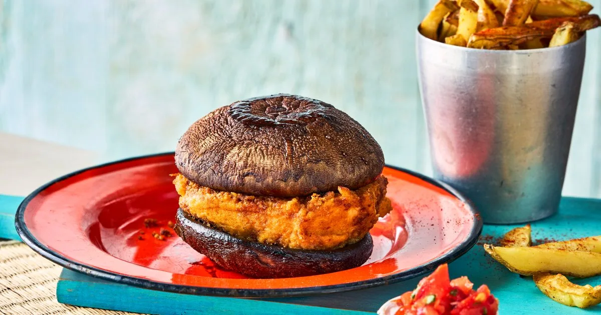 Portobello jackfruit burgers