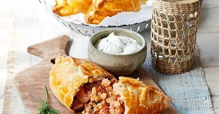 Posh prawn & smoked salmon pasties