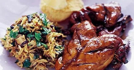 Poussins with tamarind glaze