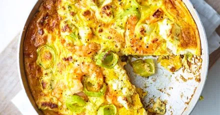 Prawn & leek frittata