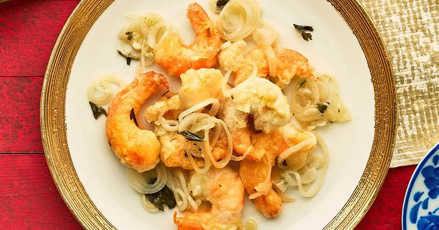 Prawns in Longjing tea