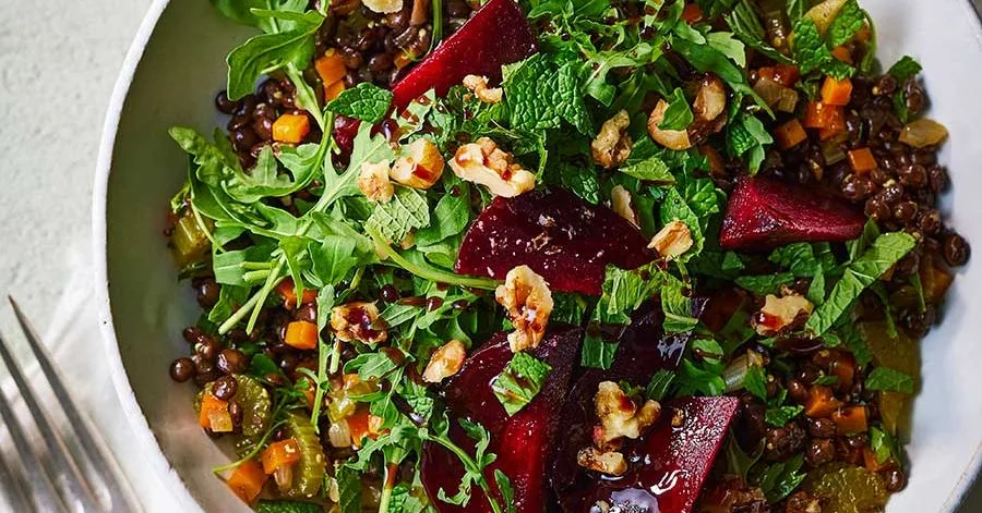 Puy lentil salad with beetroot & walnuts