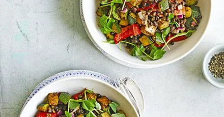Puy lentils with smoked tofu