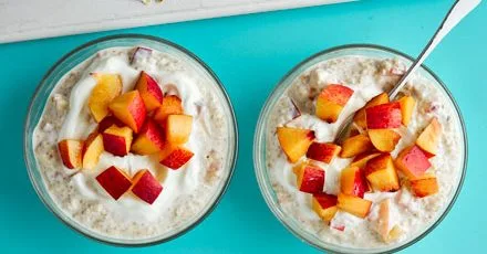 Quinoa, peach & ginger bircher