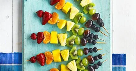 Rainbow fruit skewers