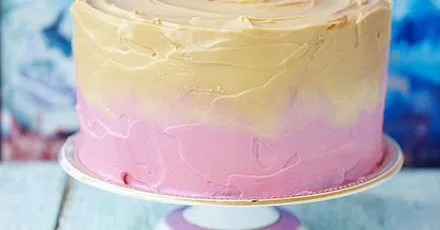 Raspberry caramel ombre cake