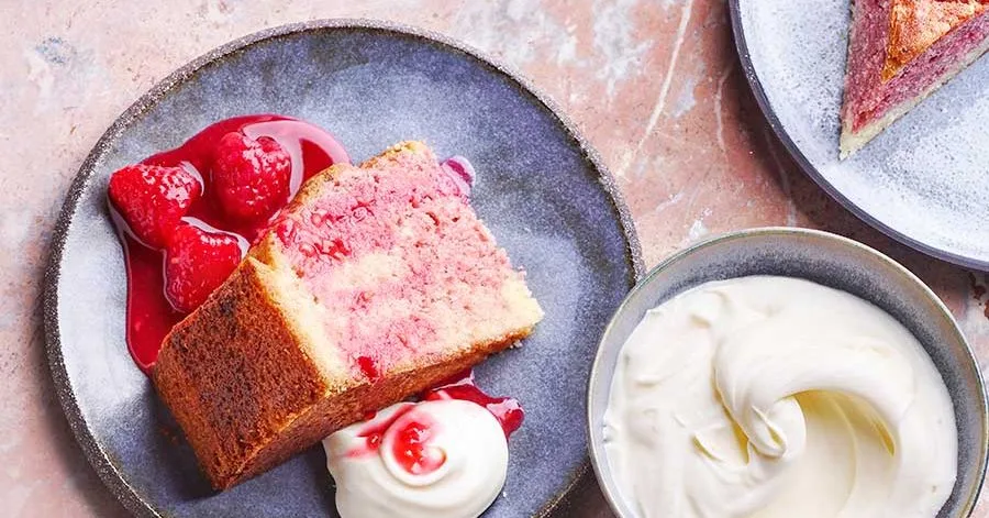 Raspberry & rose marble cake