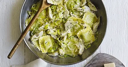Ravioli with artichokes, leek & lemon