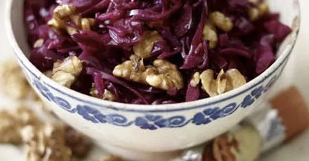 Red cabbage with Bramley apple & walnuts