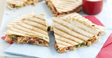 Refried bean quesadillas