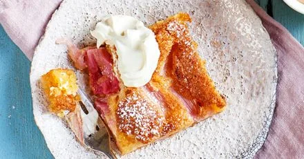 Rhubarb, marzipan & citrus cake