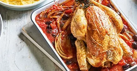 Roast chicken with fennel & olives