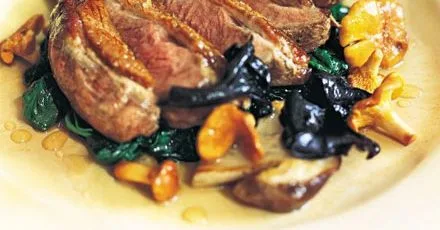 Roast duck breasts with maple syrup vinaigrette