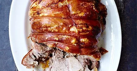 Roast pork with cider gravy