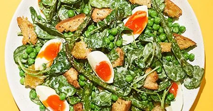 Roasted asparagus & pea salad