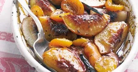 Roasted stone fruits with vanilla