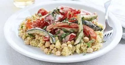 Кускус з запеченими овочами та маскарпоне