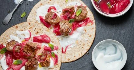 Russian shashlik with rhubarb sauce
