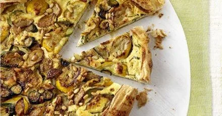 Rustic courgette, pine nut & ricotta tart