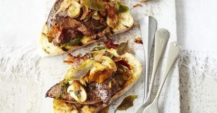Sage & thyme calves’ liver with wild mushrooms & pancetta