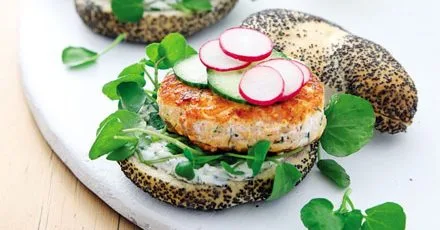 Salmon & horseradish burgers