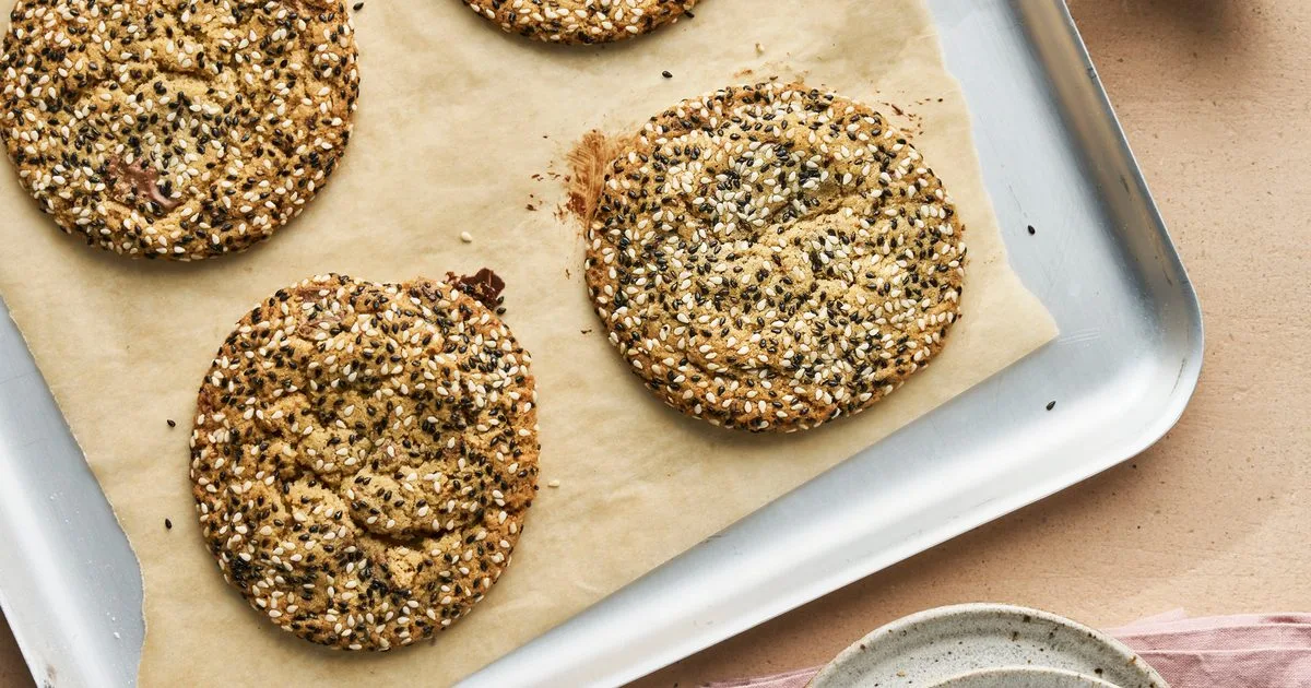 Salted chocolate chip tahini cookies