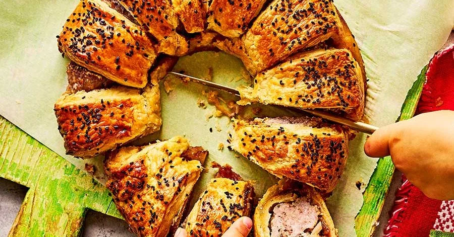 Sausage roll wreath