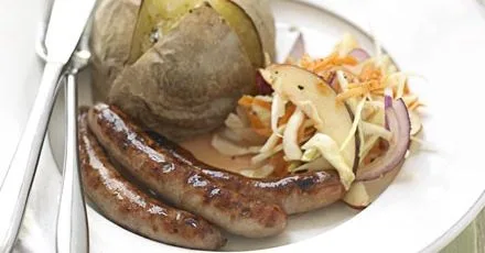 Sausages with coleslaw