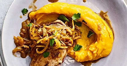 Seared duck with ginger mash
