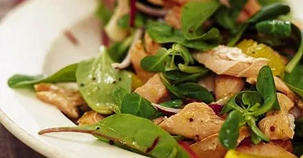 Seared salmon with heather honey dressing