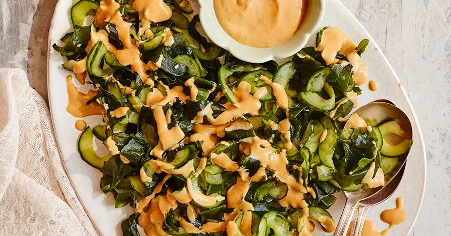 Seaweed & cucumber salad with sesame mustard dressing