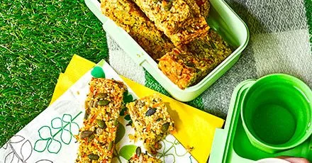 Seeded cheese & chive flapjacks