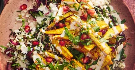 Sesame parsnip & wild rice tabbouleh