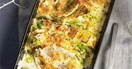 Sherried sprout & Savoy gratin