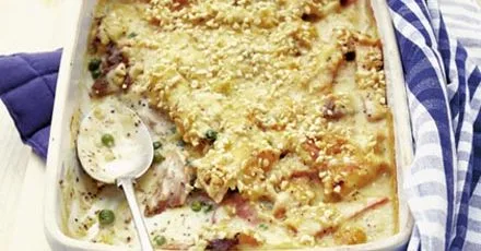 Sherried turkey & ham bake